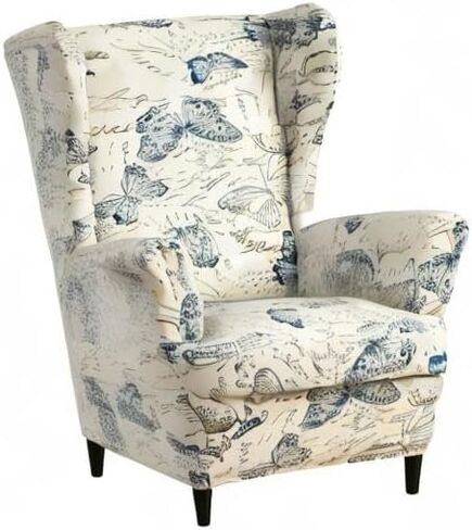 CRFATOP Polyester Wing Chair Covers 2 Piece Stretch Wingback Chair Slipcover Solid Wingback Armchair Covers with Elastic Bottom for Living Room Bedroom Wingback Chair,A32 in Kuwait