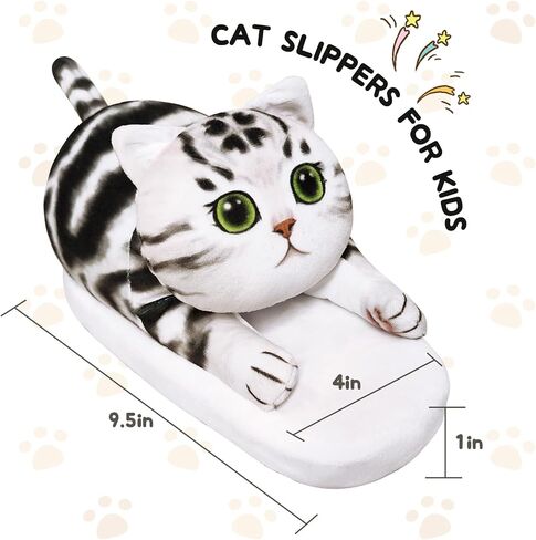 Cat Slippers for Kids, Indoor House Slippers,Non-slip Sole, Cute slippers with Cat, Cat Gifts for Girls Boys/Christmas/Halloween Gifts in Saudi Arabia
