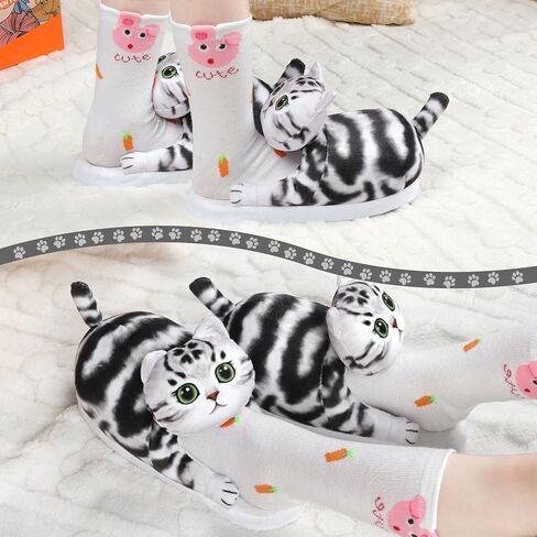 Cat Slippers for Kids, Indoor House Slippers,Non-slip Sole, Cute slippers with Cat, Cat Gifts for Girls Boys/Christmas/Halloween Gifts in Saudi Arabia