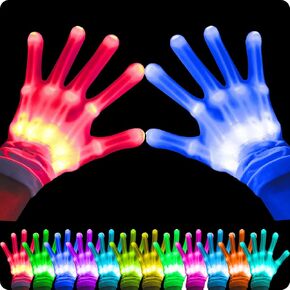 LED Light-Up Gloves for Kids Cool Toys for Boys 8-12 Girls Multi-Color Halloween Costume Accessory Parties Gifts
