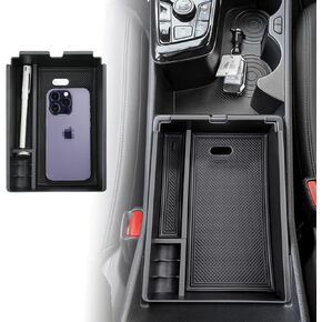 Compatible with Kia Sportage 2025 2024 2023 Accessories NQ5 Car Interior Center Console Organizer Armrest Storage Box Armrest Cover Insert Tray -Black