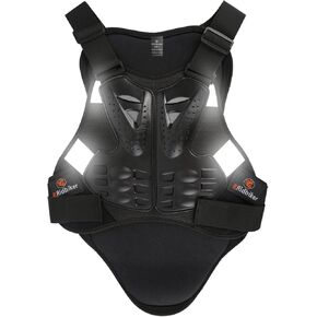 RIDBIKER Chest Protector Motorcycle, Dirt Bike Gear Body Armor Vest Spine Back Protector for Motocross Off-Road (Reflective at Night) (Red, M)