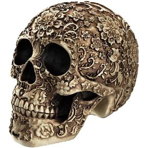 Weird Skull Ghost Head Sculpture 9.1'' Resin Human Skeleton Statue Collectible Halloween Decoration Home Decor