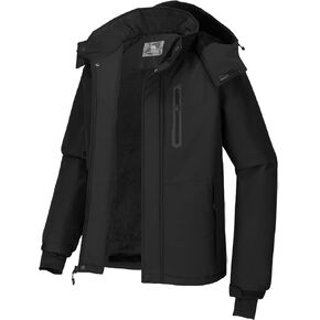 CAMEL CROWN Men's Mountain Snow Waterproof Ski Jacket Detachable Hood Windproof Fleece Parka Rain Jacket Winter Coat