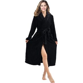 RONGTAI Womens Bathrobe Ladies Fleece Plush Warm Long Robes Fleece Nightgown Sleepwear