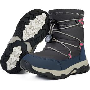 Boys Girls Snow Boots Waterproof Slip Resistant Outdoor Winter Shoes for Toddler Little Kids