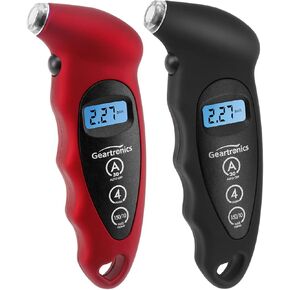 Digital Tire Pressure Gauge 150 PSI 4 Settings with Backlight LCD Tire Gauge for Cars, Motorcycles and Bikes with Non-Slip Grip, 2 Pack