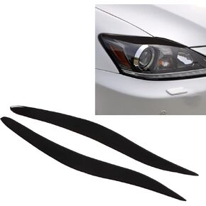 Pair Headlight Eyebrow, Front Headlight Eyebrow, Carbon Fiber Eyelid Cover Trim, Glossy Black Trim Front Left Right Decoration for IS250 IS300 IS350 2006‑2012
