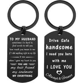 ENGZHI Love My Husband Keychain - Husband Birthday Gift Ideas - Mens Christmas Anniversary Keychain Gifts for Him, Valentines