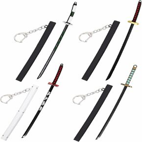 4ps Mini Toy Katana Keychain, Metal Model Sword with Pull Out Best Gift for Anime Lovers Samurai Sword Game Series