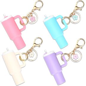 4pcs Mini Tumbler Keychain for Stanley Cup Chapstick Lip Balm Holder Key Chain Charms for Women Purse Handbag in Saudi Arabia