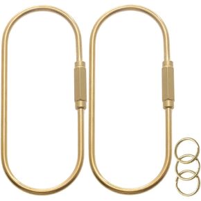 Gold Brass Key Rings, Purse Bag Charms for Handbags, Screw Lock Key Organizer, Carabiner Keychain Clip for Keys