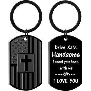 Drive Safe Gifts for Men Boyfriend Him Husband, Drive Safe Keychain for Birthday Christmas Valentines Day Gifts Ideas