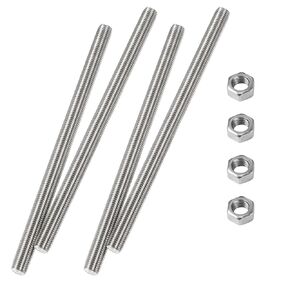 M6 x 300mm Fully Threaded Rod & Studs, 304 Stainless Steel Right Hand Threads Rods, M6-1 Thread Pitch for Anchor Bolts, Clamps, Hangers and U-Bolts 4 Pack【with Nuts】