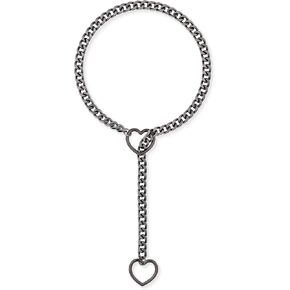 Heart O-ring Slip Chain Necklace For Women, Handmade Punk Gothic Cuban Necklace Jewelry Adjustable Lariat Y-Necklace