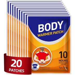Body Warmers Large Size Heat Patches, Adhesive Heating Patches Disposable, Portable Instant Hot Packs Lasting up to 10 Hours, Travel Size Heat Pads on Cruise- 20 Packs