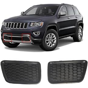 Pair Front Lower Left Driver and Right Passenger Side Grille Grill Tow Hook Insert Cover Compatible with For Jeep Grand Cherokee 2014 2015 2016