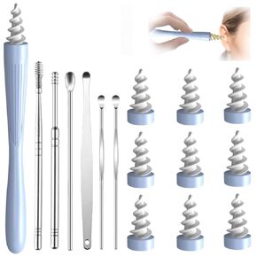 3 in 1 Ear Wax Removal Tool, Q-Grips Ear Wax Removal Reusable and Washable Replacement Soft Silicone Tips for Cleaner Earwax, Ear Wax Removal Kit Contains 3 Types of Ear Cleaner Tools (Black)