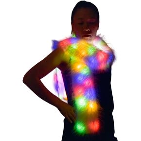 Led Scarf Light Up Scarves Long Boa glow Faux Fur Scarves Winter furry Warm Scarf For Rave Dance Party Costume Christmas Decoration Novel White Thick scarf Wedding Party for Women