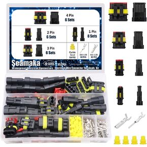 352Pcs Waterproof Electrical Connectors 1/2/3/4 Pin Connectors Automotive Wiring Connectors Kit Male and Female connectors for wiring O-103