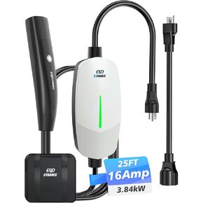 Level 1 Charger for Tesla - 16A 110V-240V Mobile Charger Connector for Tesla with 25 FT Charging Cable, Portable Home Charger Compatible with Tesla Models X/Y/3/S, NEMA 6-20 & 5-15 Plug(Black)