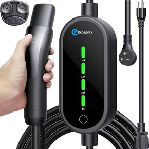 Level 1/2 Tesla Charger, Fast Mobile EV Charging (16Amp, 110V-240V) (Wireless Control/Adjustable Current) with 6-20 Plug & NEMA 5-15 Adapter, Fits All Model 3/Y/S/X, Portable Accessories Bag