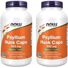 NOW Foods Psyllium Husk 500mg, 500 Capsule (2 Pack)