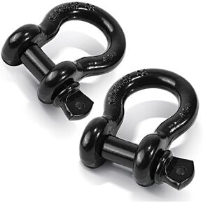 Ohuhu D Ring Shackles 3/4" 2 Pack, D Shackle Rugged 20 Ton (44,000 lbs) Maximum Break Strength, 4.75 Ton (9,500 Lbs) Capacity