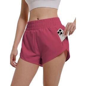 Buauty Womens Athletic Running Shorts with Zipper Pocket Workout Gym High Waisted Quick Dry Yoga Hiking Active Shorts