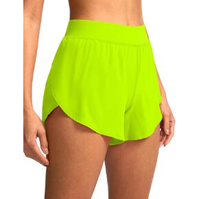 Soothfeel High Waisted Athletic Running Shorts for Women Dolphin Shorts High Split Quick Dry Gym Workout Shorts with Liner