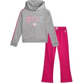 Body Glove Girls' Flare Pant Set - 2 Piece Cozy Fleece Active Flare Yoga Pants with Pullover Hooded Sweatshirt (7-12)