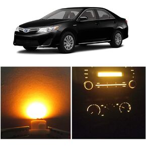 WLJH White Dash Indicator Light A/C Climate Heater Control Switch Led Bulbs Kit Compatible For Camry Corolla Tacoma Matrix, Pack of 10