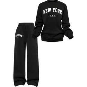 SOLY HUX Girl's Sweatsuit Letter Graphic Crewneck Sweatshirt Casual Sweatpants Sets 2 Piece Outfit