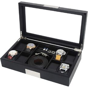 Arolly Premium Wooden Watch/Wallet Display Case Glass Top Jewelry Collection Storage Box Organizer for Men/Women