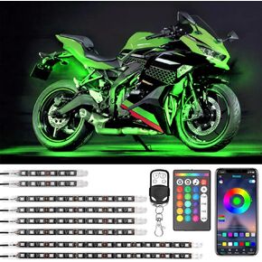 ENOCHT 8PCS Motorcycle LED Underglow Kit with APP/IR/RF Remote Control Chasing Motorcycle Lights Underglow Kit Music Sync 12V Waterproof RGB with Motorcycles Trikes Golf Carts ATV UTV