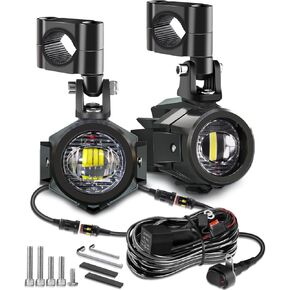Motorcycle Fog Lights LED Kit Auxiliary Driving Lights with Switch Wiring Harness Brackets 50W Hi-Low Combo Beam for R1200GS Adventure Touring Cruiser Sport Motorcycle E-bike ATV UTV Trike