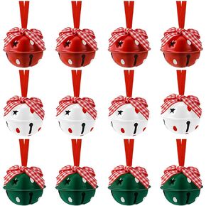 12Pcs Christmas Jingle Bells 1.57inch/4cm Craft Bells Christmas Bells for Christmas Party Xmas Tree Wreath Ornaments Holiday DIY Decorations