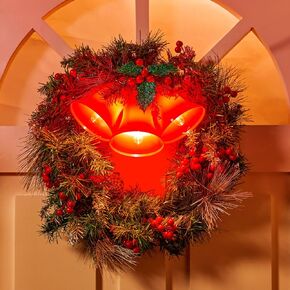 Brightown Christmas Bells Decoration with Lights, Hanging Large Christmas Bells Lights with Holly Berry for Door Indoor Outdoor Christmas Tree