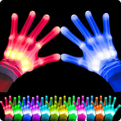 LED Light-Up Gloves for Kids Cool Toys for Boys 8-12 Girls Multi-Color Halloween Costume Accessory Parties Gifts in Kuwait