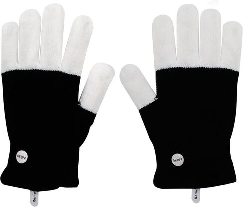 LED Gloves Finger Light Up Glow Rave Glove Flashing Christmas Gift Halloween Party Favors-Extra Battries Bonus(Black) in Saudi Arabia