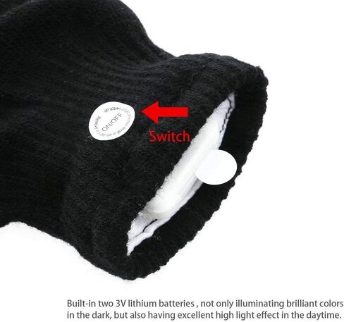 LED Gloves Finger Light Up Glow Rave Glove Flashing Christmas Gift Halloween Party Favors-Extra Battries Bonus(Black) in Saudi Arabia