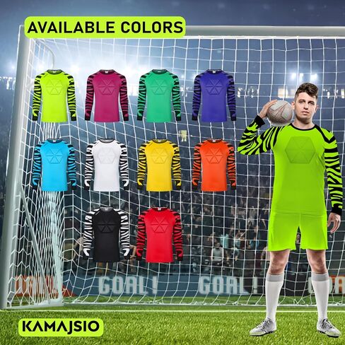 Elbow & Chest Padded Soccer Goalie Jersey - Long Sleeve Soccer Goalkeeper Jersey Men - Adult, Youth Goalie Shirt in Kuwait
