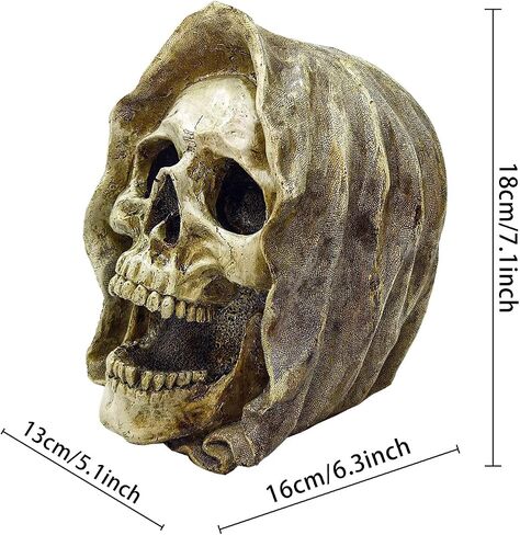 Weird Skull Ghost Head Sculpture 9.1'' Resin Human Skeleton Statue Collectible Halloween Decoration Home Decor in Saudi Arabia