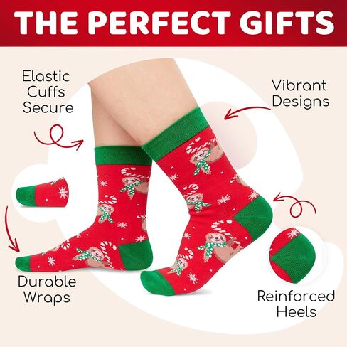 HAPPYPOP Christmas Gifts Stocking Socks for Kids - Xmas Stocking Stuffers for Boys Girls 4 Pack with Greeting Card in Saudi Arabia