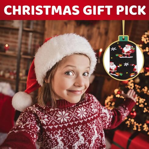 HAPPYPOP Christmas Gifts Stocking Socks for Kids - Xmas Stocking Stuffers for Boys Girls 4 Pack with Greeting Card in Saudi Arabia