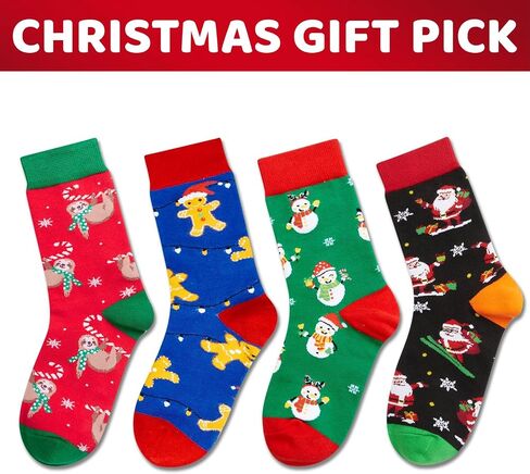 HAPPYPOP Christmas Gifts Stocking Socks for Kids - Xmas Stocking Stuffers for Boys Girls 4 Pack with Greeting Card in Saudi Arabia
