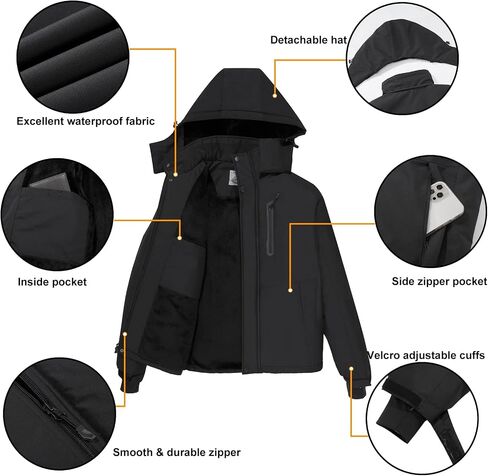 CAMEL CROWN Men's Mountain Snow Waterproof Ski Jacket Detachable Hood Windproof Fleece Parka Rain Jacket Winter Coat in Saudi Arabia