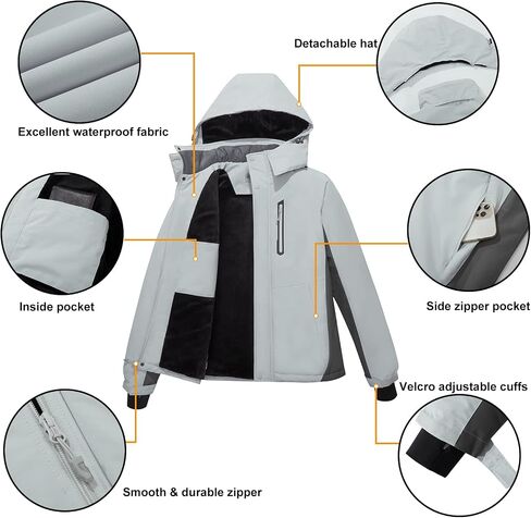 CAMEL CROWN Men's Mountain Snow Waterproof Ski Jacket Detachable Hood Windproof Fleece Parka Rain Jacket Winter Coat in Saudi Arabia