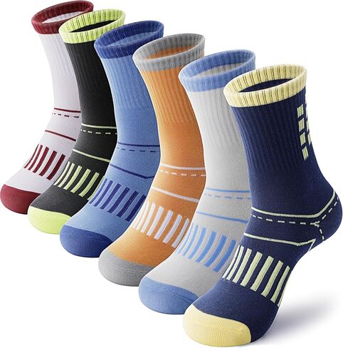 ANTSANG Kids Boys Girls Cotton Crew Socks Youth Teen Athletic Sport Basketball Breathable Soft Socks 6 Pairs in Kuwait