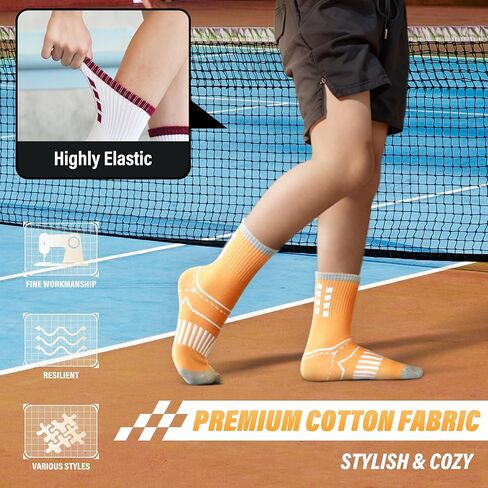 ANTSANG Kids Boys Girls Cotton Crew Socks Youth Teen Athletic Sport Basketball Breathable Soft Socks 6 Pairs in Kuwait